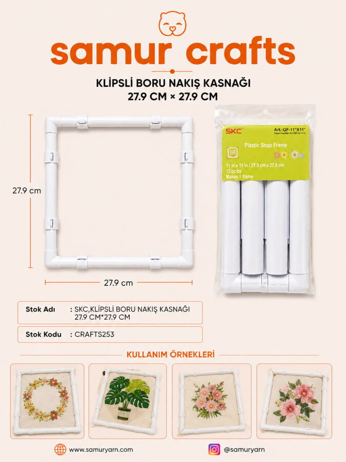 SKC,KLİPSLİ BORU NAKIŞ KASNAĞI 27.9 CM*27.9 CM - 