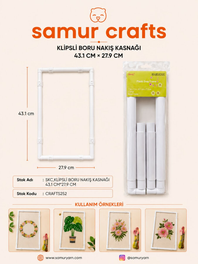 SKC,KLİPSLİ BORU NAKIŞ KASNAĞI 43.1 CM*27.9 CM - 