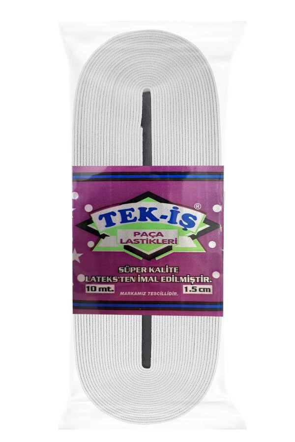 TEKİŞ,15 MM DOKUMA PAÇA LASTİK BEYAZ - 1