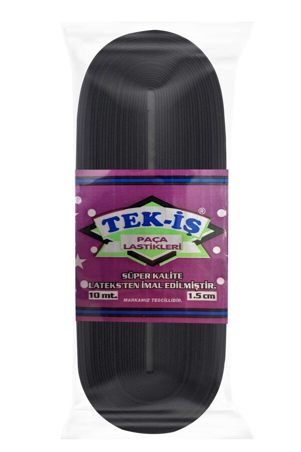 TEKİŞ,15 MM DOKUMA PAÇA LASTİK SİYAH - 1