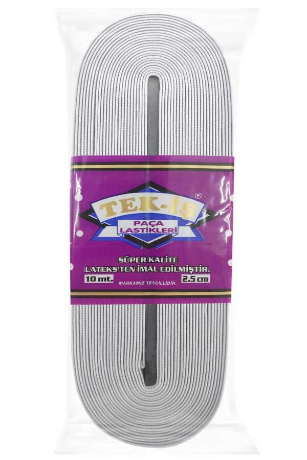 TEKİŞ,25 MM DOKUMA PAÇA LASTİK BEYAZ - 1