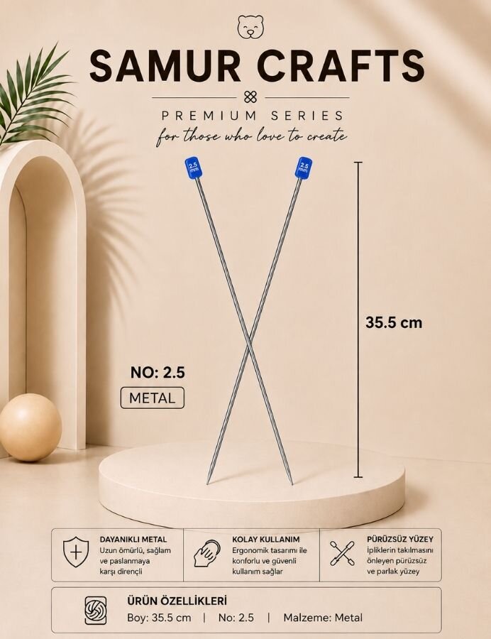NAZARONE,35 CM TİTANYUM ŞİŞ NO:02,5 - NAZARONE
