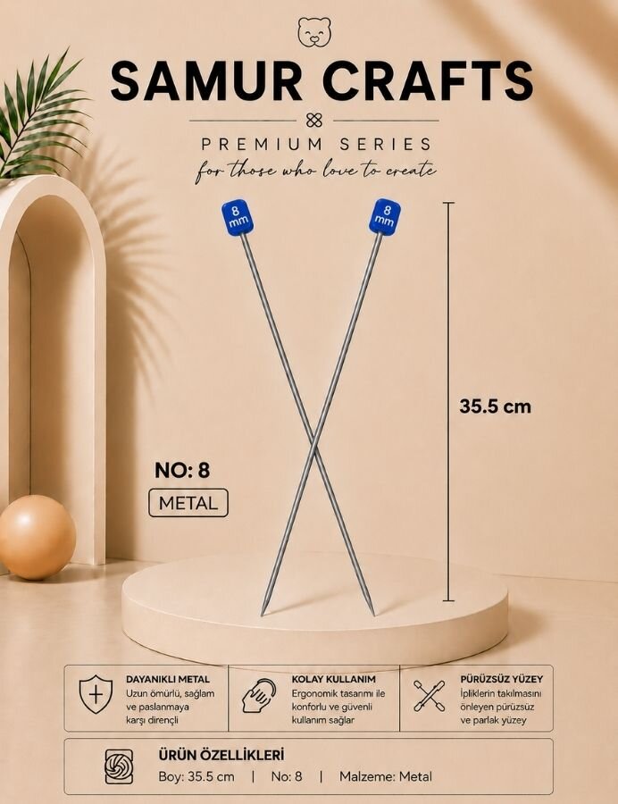 NAZARONE,35 CM TİTANYUM ŞİŞ NO:08 - NAZARONE
