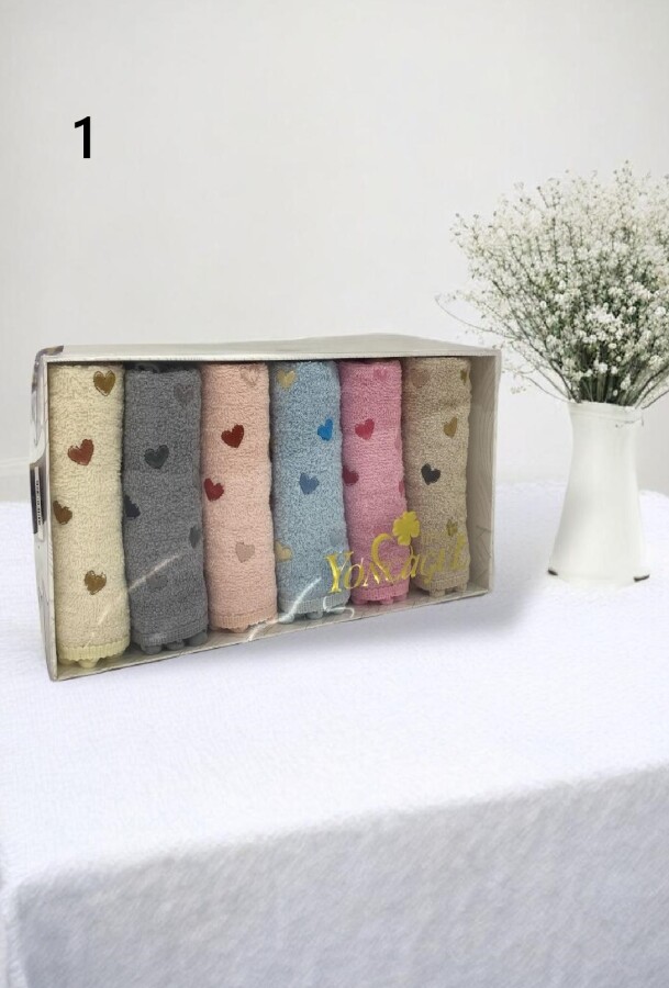 YONCAGÜL,30X50 NAKIŞLI PONPONLU HAVLU (6PARÇA) - 1