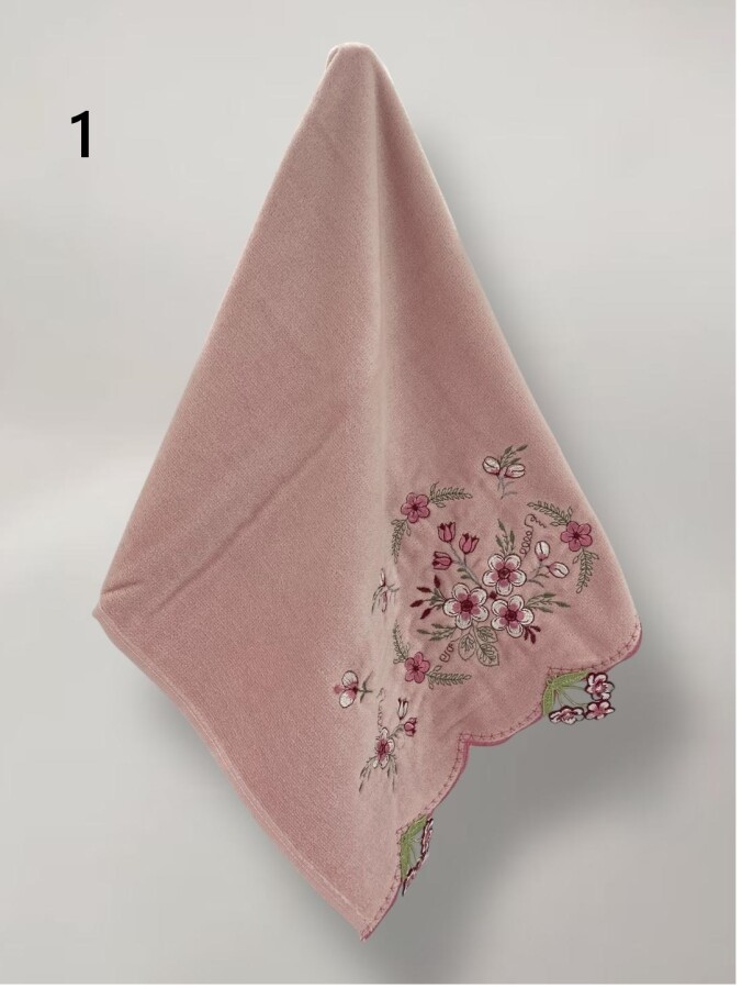 YONCAGÜL,50X90 KADİFE KÜPELİ NAKIŞLI HAVLU - 1
