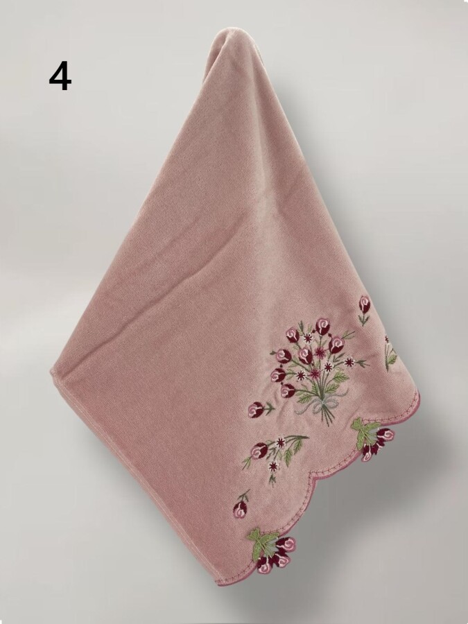 YONCAGÜL,50X90 KADİFE KÜPELİ NAKIŞLI HAVLU - 4
