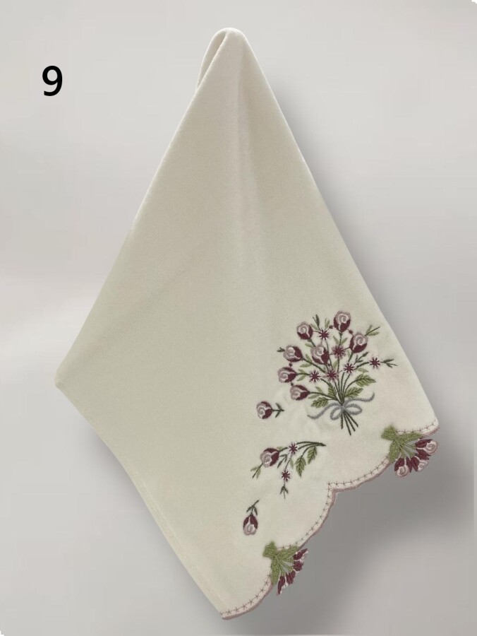 YONCAGÜL,50X90 KADİFE KÜPELİ NAKIŞLI HAVLU - 9