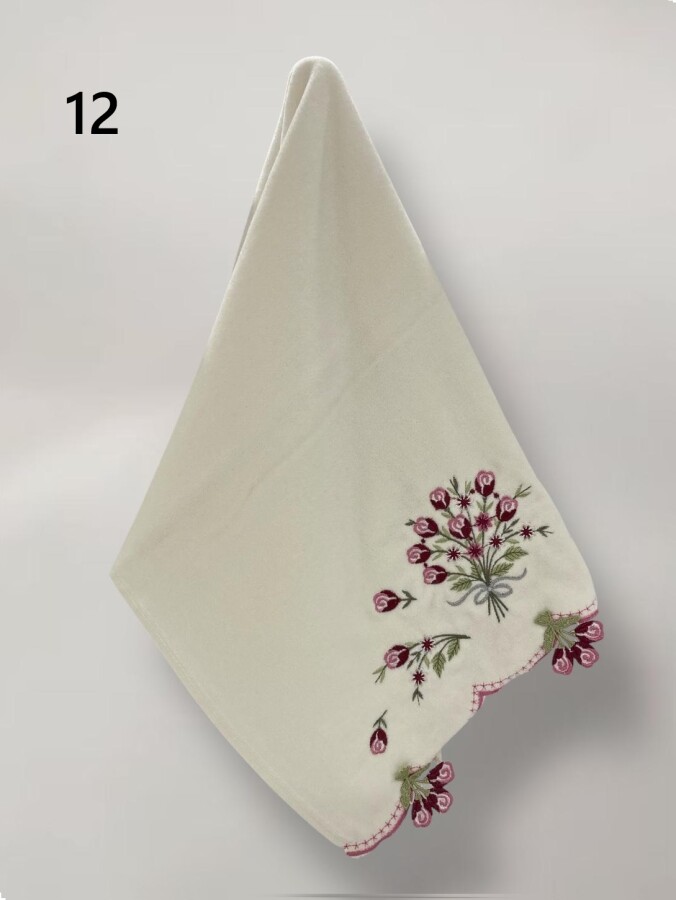 YONCAGÜL,50X90 KADİFE KÜPELİ NAKIŞLI HAVLU - 12