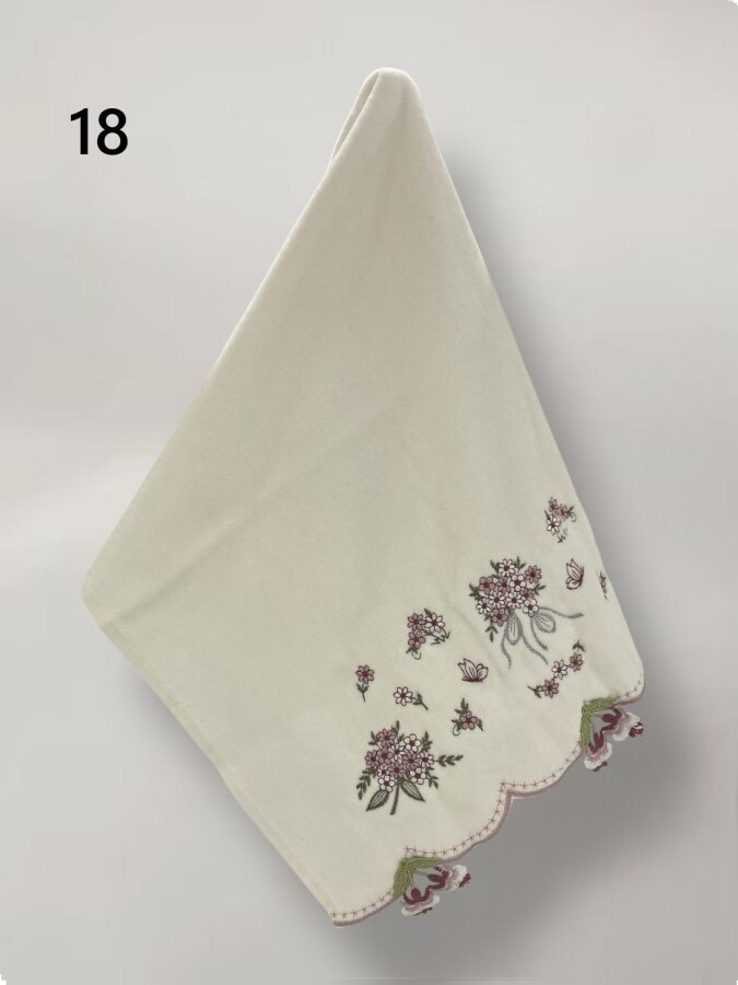 YONCAGÜL,50X90 KADİFE KÜPELİ NAKIŞLI HAVLU - 18