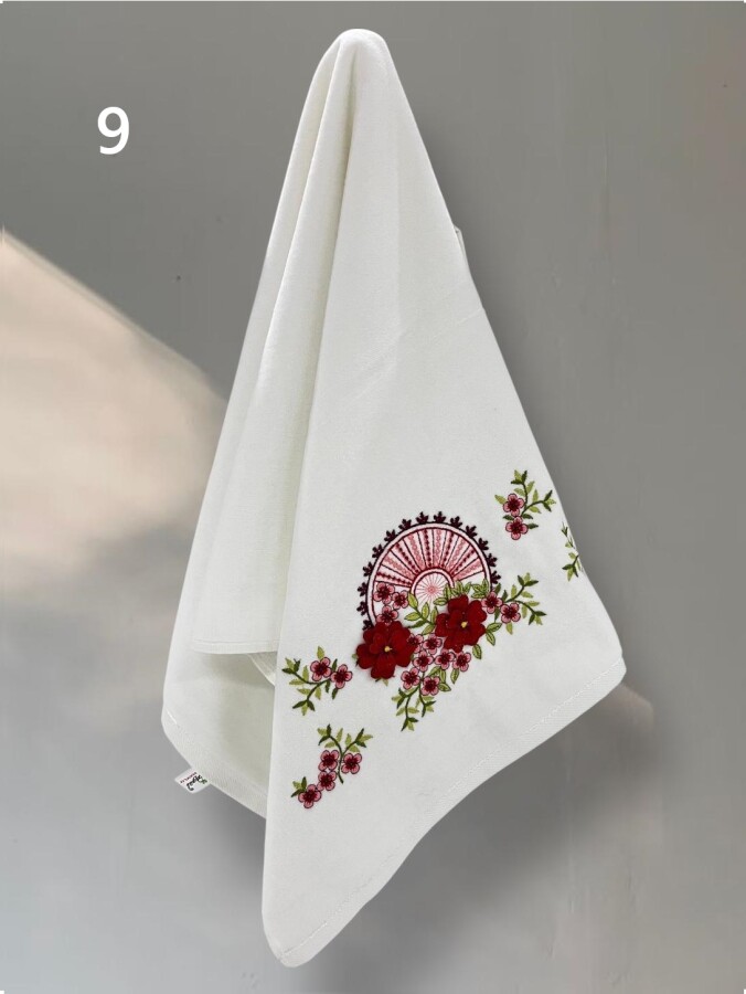 YONCAGÜL,50X90 KADİFE ÜÇ BOYUTLU NAKIŞLI HAVLU - 9