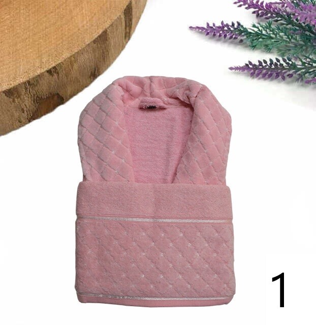 YONCAGÜL,KISMİ KADİFELİ BORNOZ SET (2 PARÇA) - 1